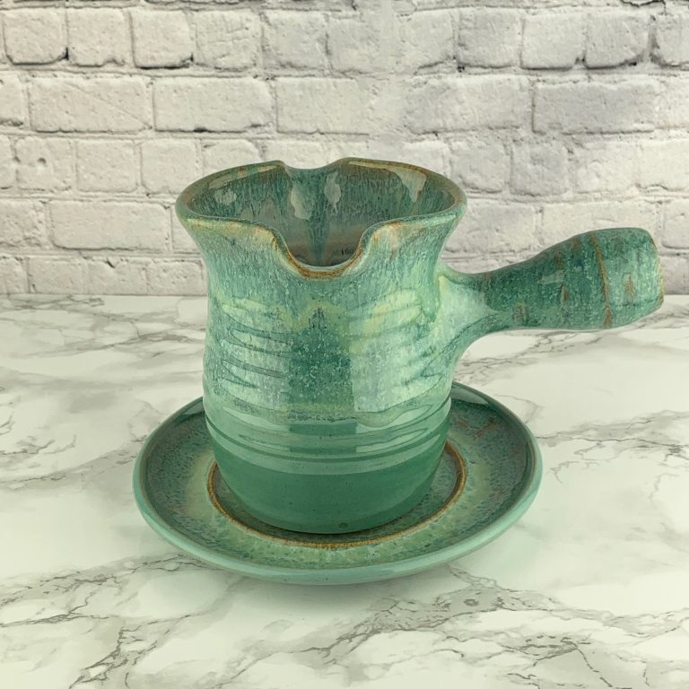 Gravy Jug and Saucer Canterbury Pottery