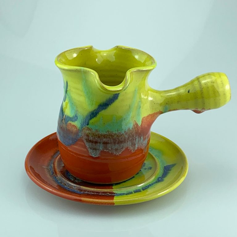 Gravy Jug and Saucer Canterbury Pottery