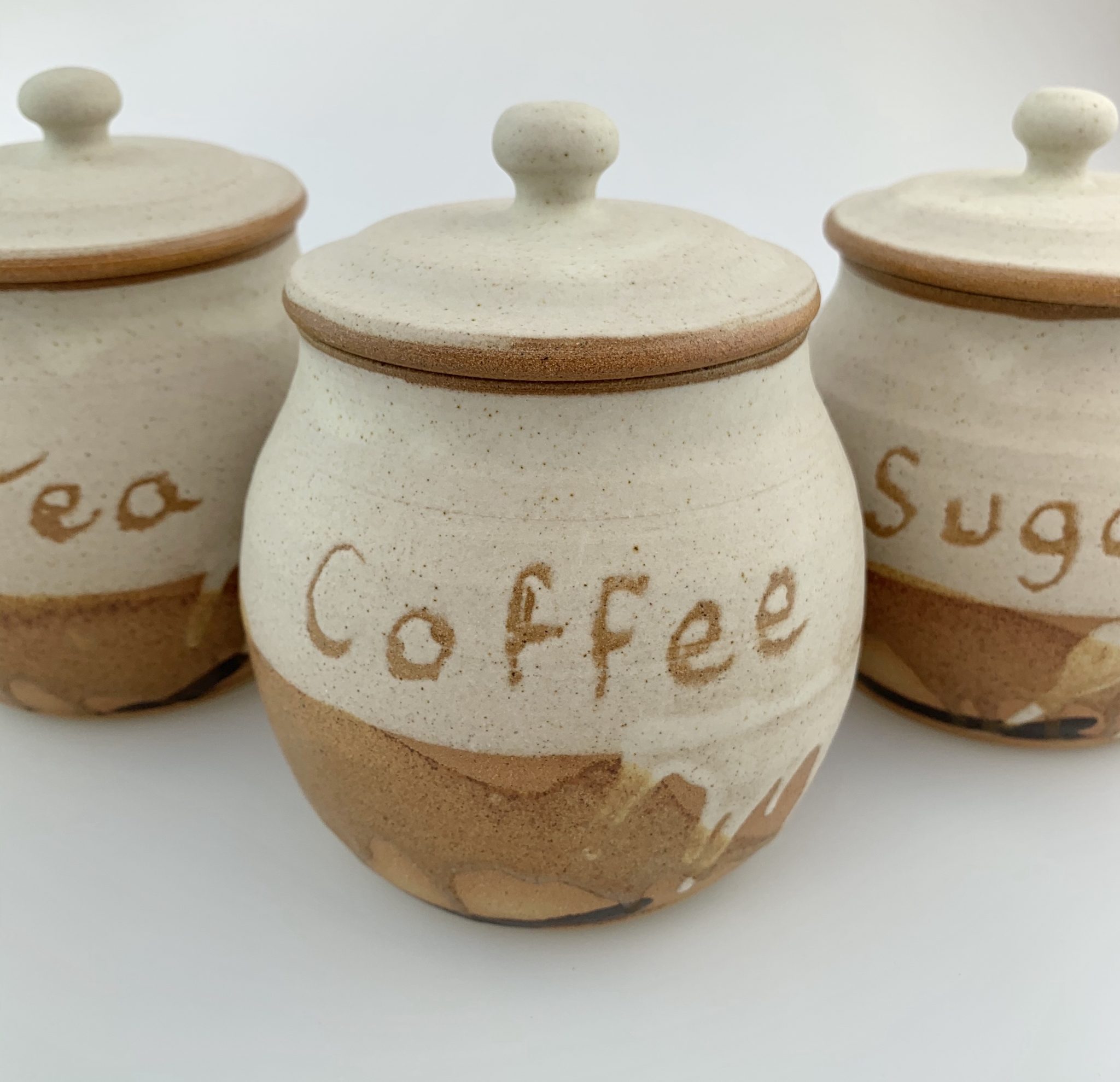 Tea Coffee Sugar Jars Canterbury Pottery