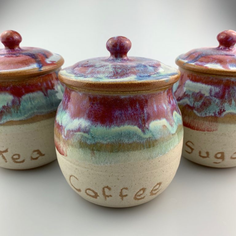 Tea Coffee Sugar Jars Canterbury Pottery