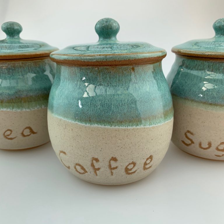 Tea Coffee Sugar Jars Canterbury Pottery